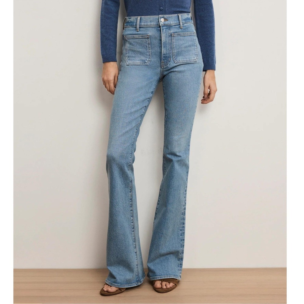 New NWT Veronica Beard Beverly High Rise Skinny Flare Patch Pocket Jeans - 29